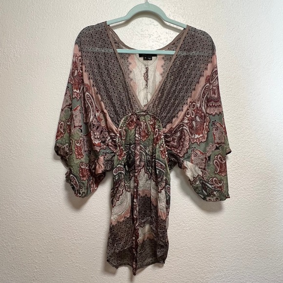 Bohemian Retro Eclectic‎ Gypsy Sheer Flowy Blouse Women Size M - Picture 1 of 8